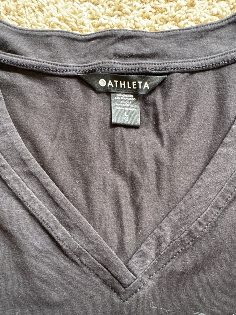 Athleta Black V-Neck Short Sleeve Tee